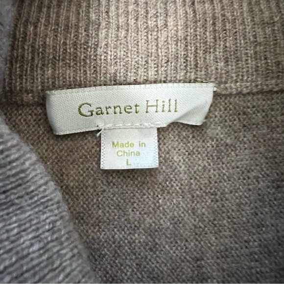Garnet Hill Cashmere Wool Blend Oversized Turtleneck Sweater Light Mocha L - Picture 10 of 14